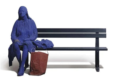 Blue Girl on Park Bench