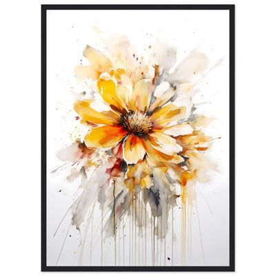 Tableau abstrait fleur jaune