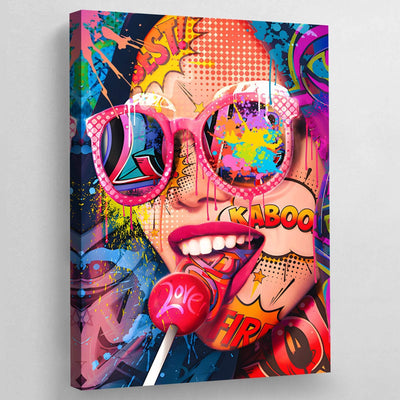 Tableau pop art visage stickers femme